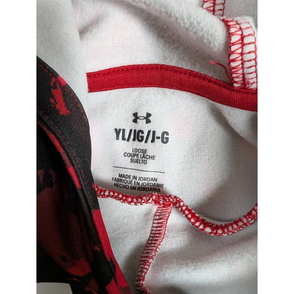 Under Armour Hoodie Boys Youth Size Large Red Loose Fit Lightweight Fleece Lined - Picture 3 of 9